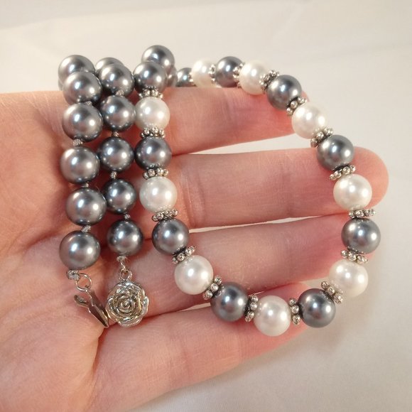 8mm Gray South Sea Shell Pearl Necklace Matching Earrings Set AAA+ Gorgeous Gift - Picture 2 of 5